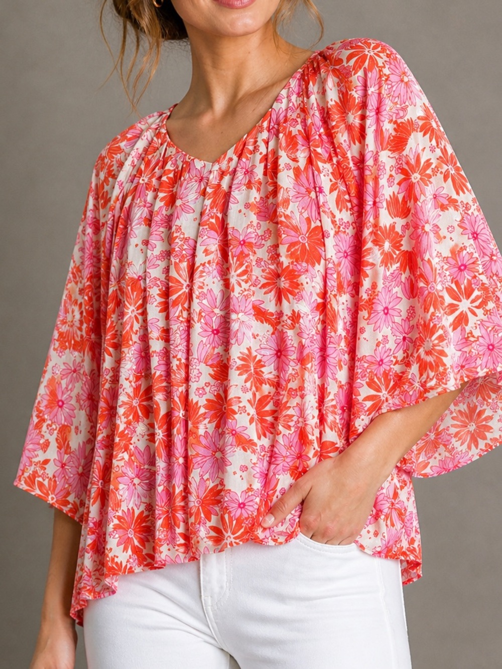 Umgee Floral Boho Blouse – Size Small